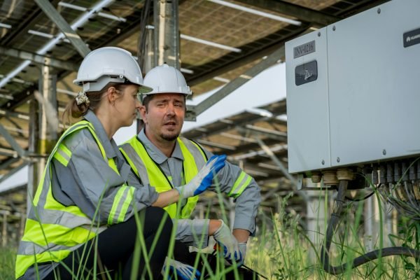 Electrical engineer on solar farm